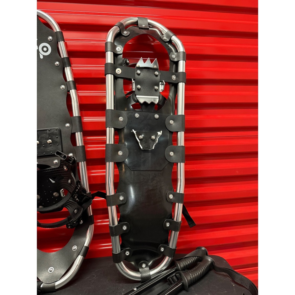 Odoland 30 Inch Snowshoes Set with Adjustable Trekking Poles and Carry Bag Black